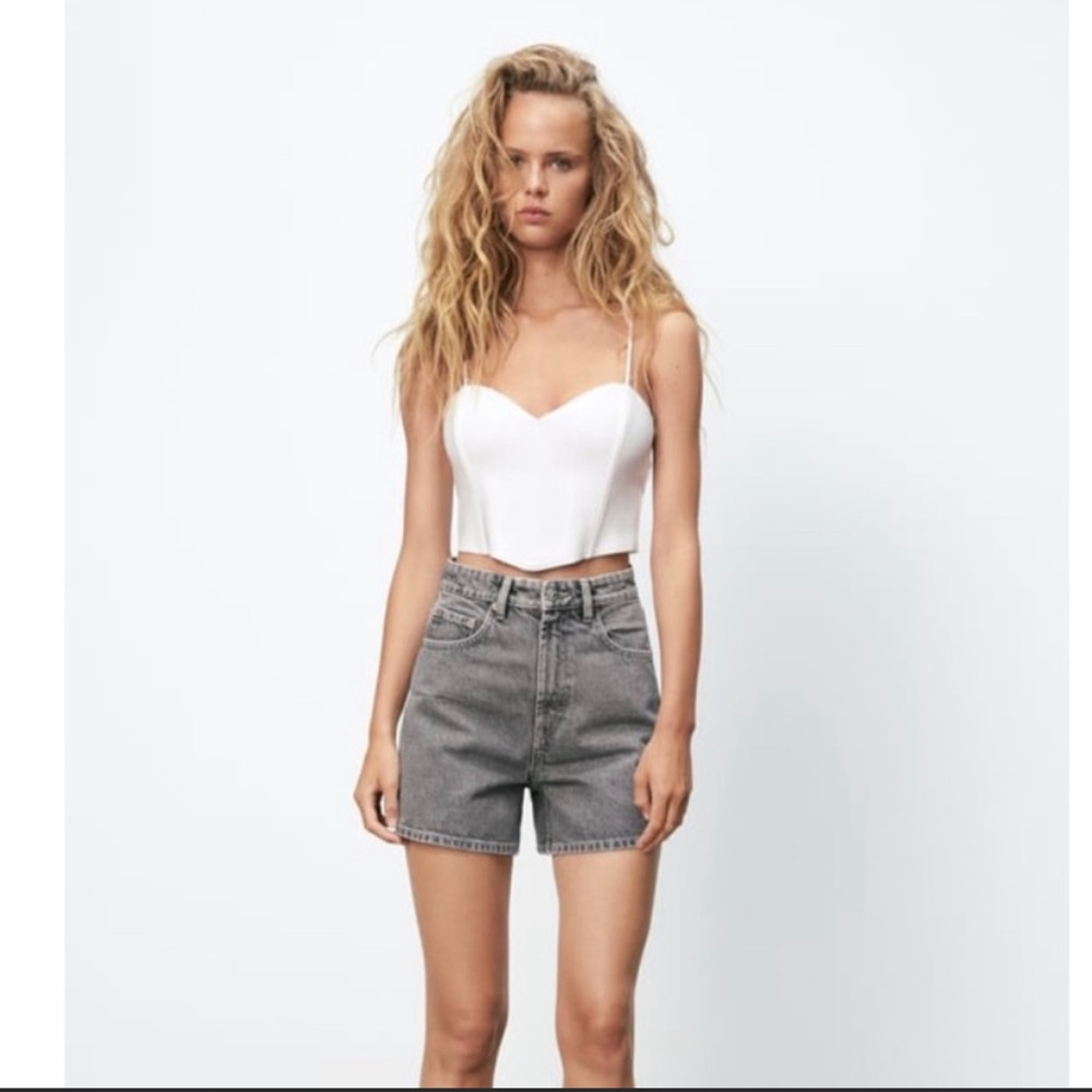 Zara white corset crop top